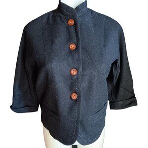 Small Vintage 1950's Flet/Wool Cropped Jacket Blazer High Collar  Red Hair Knit